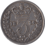 1834 SILVER THREEPENCE ( FINE ) - MAUNDY THREEPENCE - Cambridgeshire Coins