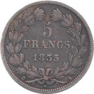 1835 FRANCE 5 FRANCS - WORLD COINS - Cambridgeshire Coins