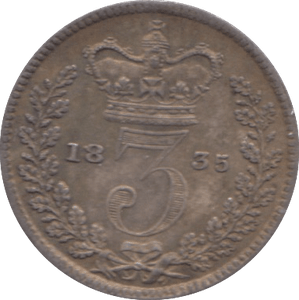 1835 MAUNDY THREEPENCE ( EF ) - Maundy Coins - Cambridgeshire Coins