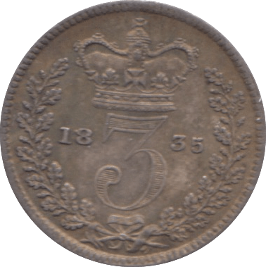 1835 MAUNDY THREEPENCE ( EF ) - Maundy Coins - Cambridgeshire Coins