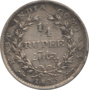 1835 SILVER 1/4 RUPEE INDIA - SILVER WORLD COINS - Cambridgeshire Coins