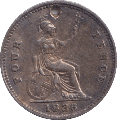 1836 FOURPENCE ( EF ) HOLED - Fourpence - Cambridgeshire Coins