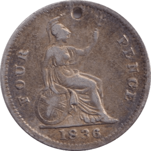 1836 FOURPENCE ( GF ) HOLED - Fourpence - Cambridgeshire Coins