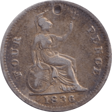 1836 FOURPENCE ( GF ) HOLED - Fourpence - Cambridgeshire Coins
