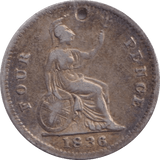 1836 FOURPENCE ( GF ) HOLED - Fourpence - Cambridgeshire Coins