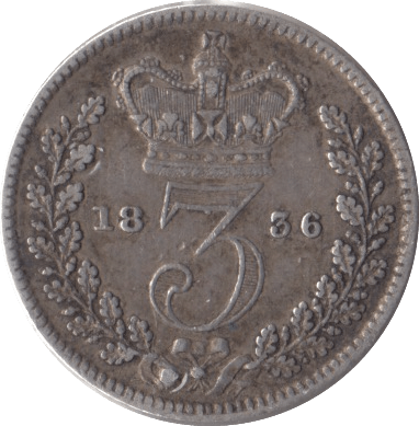 1836 SILVER THREEPENCE ( FINE ) - Threepence - Cambridgeshire Coins