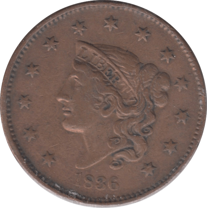 1836 USA ONE CENT - WORLD COINS - Cambridgeshire Coins