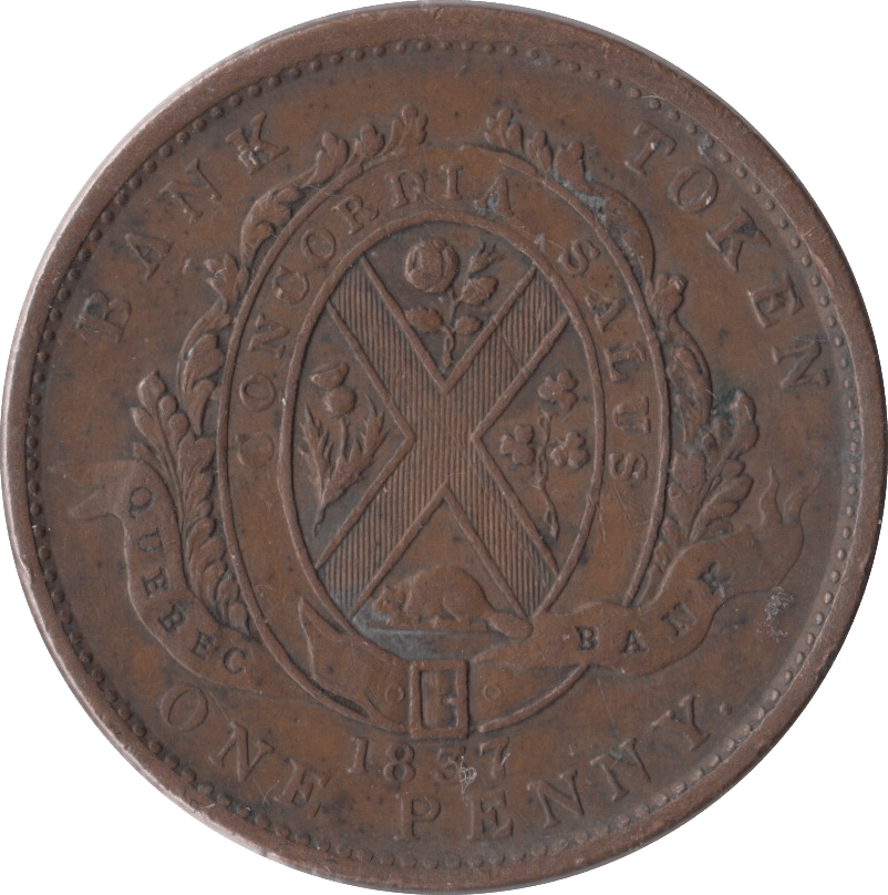 1837 CANADA BANK PENNY TOKEN - PENNY TOKEN - Cambridgeshire Coins