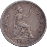 1837 FOURPENCE ( FINE ) - Fourpence - Cambridgeshire Coins
