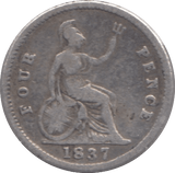 1837 FOURPENCE ( FINE ) - Fourpence - Cambridgeshire Coins
