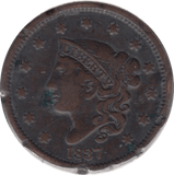 1837 ONE CENTS UNITED STATES - WORLD COINS - Cambridgeshire Coins