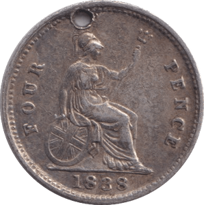 1838 FOURPENCE ( VF ) HOLED - Fourpence - Cambridgeshire Coins
