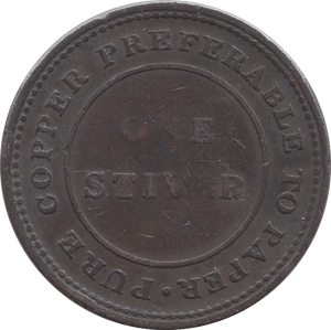 1838 ONE STIVER BRITISH GUYANA HALFPENNY TRADE TOKEN REF 398 - HALFPENNY TOKEN - Cambridgeshire Coins