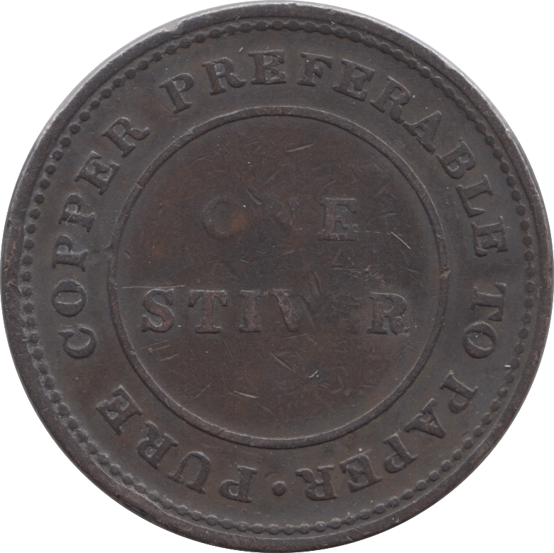 1838 ONE STIVER BRITISH GUYANA HALFPENNY TRADE TOKEN REF 398 - HALFPENNY TOKEN - Cambridgeshire Coins