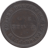 1838 ONE STIVER BRITISH GUYANA HALFPENNY TRADE TOKEN REF 398 - HALFPENNY TOKEN - Cambridgeshire Coins