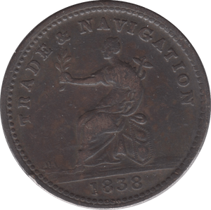1838 ONE STIVER BRITISH GUYANA HALFPENNY TRADE TOKEN REF 398 - HALFPENNY TOKEN - Cambridgeshire Coins