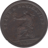 1838 ONE STIVER BRITISH GUYANA HALFPENNY TRADE TOKEN REF 398 - HALFPENNY TOKEN - Cambridgeshire Coins