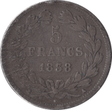 1838 SILVER FRANCE 5 FRANCS - WORLD COINS - Cambridgeshire Coins