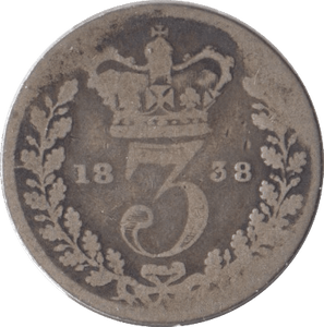 1838 SILVER THREEPENCE ( FAIR ) - Threepence - Cambridgeshire Coins