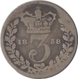 1838 SILVER THREEPENCE ( FAIR ) - Threepence - Cambridgeshire Coins