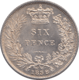 1838 SIXPENCE ( AUNC ) - Sixpence - Cambridgeshire Coins
