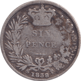 1838 SIXPENCE ( NF ) - Sixpence - Cambridgeshire Coins