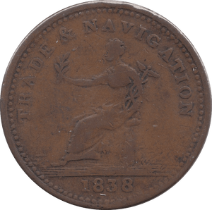 1838 TRADE AND NAVIGATION PENNY TOKEN - Token - Cambridgeshire Coins