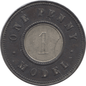 1838 VICTORIAN ONE PENNY MODEL TOY MONEY REF 2 - TOY MONEY - Cambridgeshire Coins