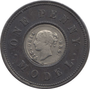 1838 VICTORIAN ONE PENNY MODEL TOY MONEY REF 2 - TOY MONEY - Cambridgeshire Coins