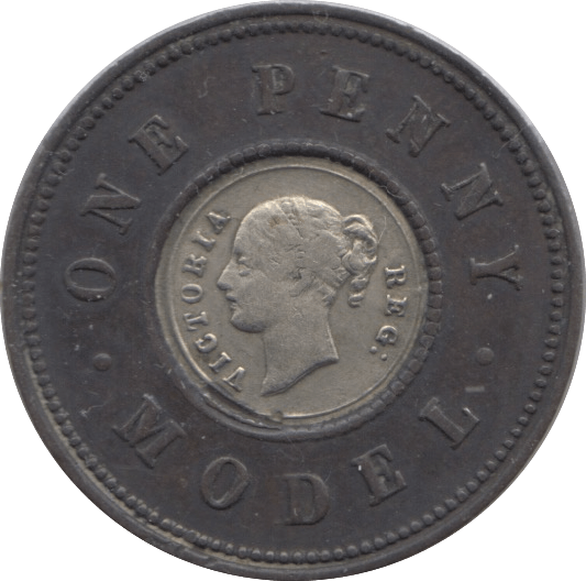 1838 VICTORIAN ONE PENNY MODEL TOY MONEY REF 2 - TOY MONEY - Cambridgeshire Coins