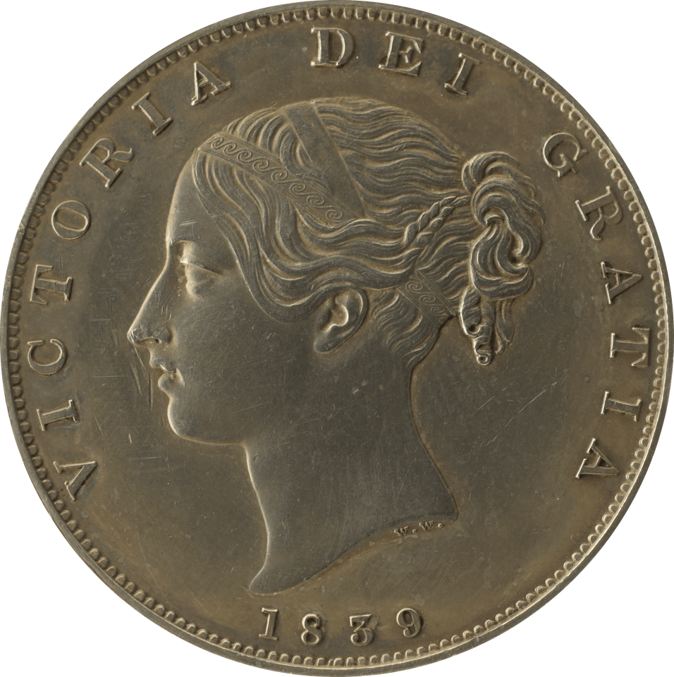 1839 HALFCROWN ( EF ) PLAIN EDGE PROOF WW RELIEF RATED R4 SCARCE - HALFCROWN - Cambridgeshire Coins