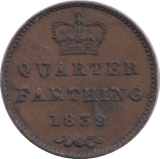 1839 QUARTER FARTHING ( AUNC ) - QUARTER FARTHING - Cambridgeshire Coins