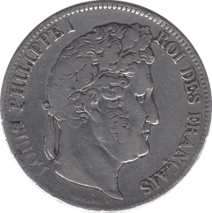 1839 SILVER 5 FRANCS FRANCE - SILVER WORLD COINS - Cambridgeshire Coins