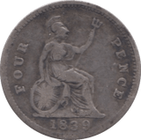 1839 SILVER FOURPENCE ( FINE ) 4 - Fourpence - Cambridgeshire Coins