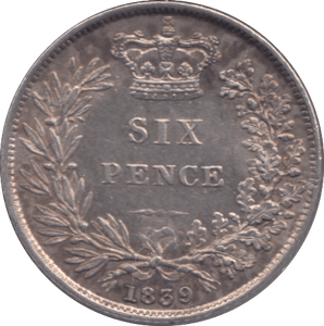 1839 SIXPENCE ( AUNC ) - Sixpence - Cambridgeshire Coins