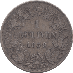 1839 WURTTEMBERG SILVER ONE GULDEN - SILVER WORLD COINS - Cambridgeshire Coins