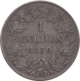 1839 WURTTEMBERG SILVER ONE GULDEN - SILVER WORLD COINS - Cambridgeshire Coins