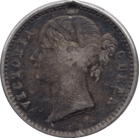 1840 EAST INDIA COMPANY QUARTER RUPEE ( HOLED ) - WORLD SILVER COINS - Cambridgeshire Coins