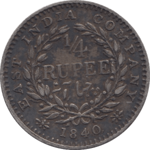 1840 EAST INDIA COMPANY QUARTER RUPEE - WORLD SILVER COINS - Cambridgeshire Coins