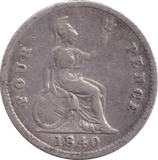 1840 FOURPENCE ( FINE ) - Fourpence - Cambridgeshire Coins