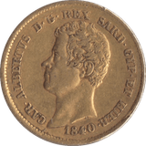 1840 GOLD 20 LIRA ITALY - Gold World Coins - Cambridgeshire Coins