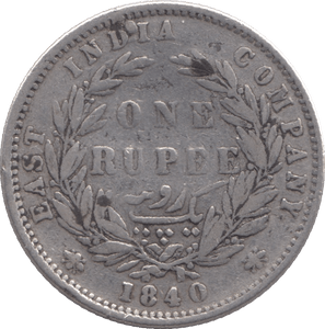 1840 INDIAN SILVER ONE RUPEE - SILVER WORLD COINS - Cambridgeshire Coins