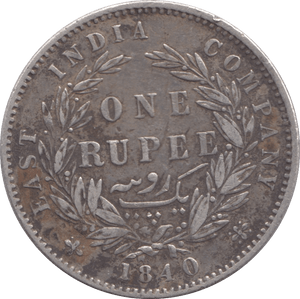 1840 INDIAN SILVER ONE RUPEE - SILVER WORLD COINS - Cambridgeshire Coins