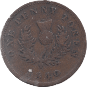 1840 NOVA SCOTIA ONE PENNY TOKEN - WORLD COINS - Cambridgeshire Coins