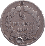 1840 SILVER 1/4 FRANCE - SILVER WORLD COINS - Cambridgeshire Coins