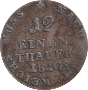 1840 SILVER THALER 1/12 GERMAN - SILVER WORLD COINS - Cambridgeshire Coins