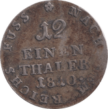 1840 SILVER THALER 1/12 GERMAN - SILVER WORLD COINS - Cambridgeshire Coins