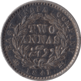 1841 SILVER INDIA TWO ANNAS - SILVER WORLD COINS - Cambridgeshire Coins
