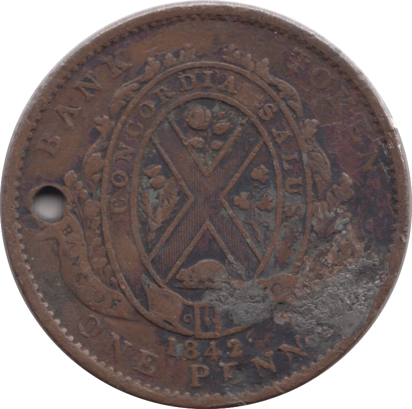 1842 CANADA PENNY BANK TOKEN - PENNY TOKEN - Cambridgeshire Coins