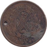 1842 CANADA PENNY BANK TOKEN - PENNY TOKEN - Cambridgeshire Coins